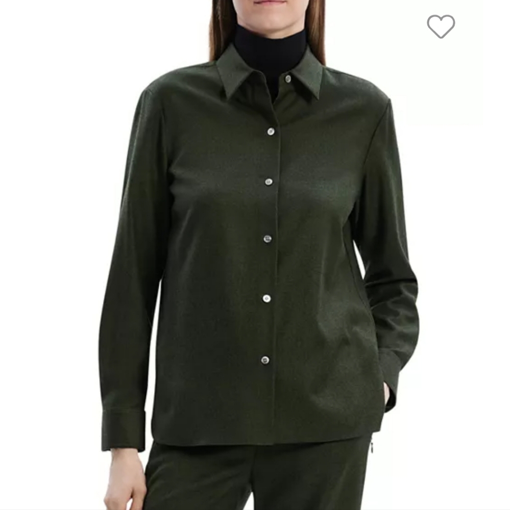 Theory Larissa 2 green long-sleeved buttoned top